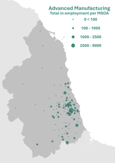 Map of employment locations for advanced manufacturing
